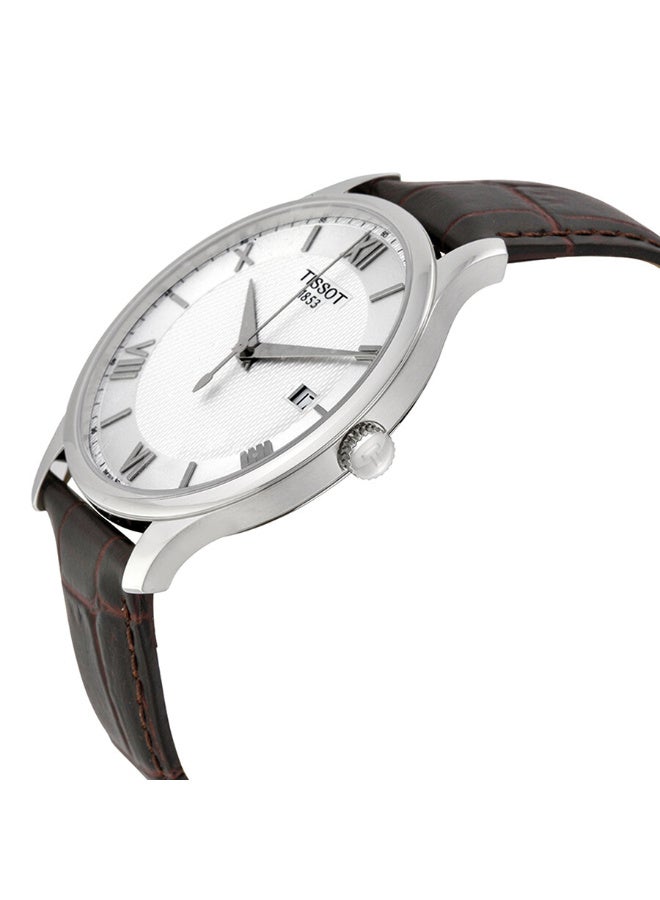 TISSOT ساعة يد رجالية تقليدية من الفولاذ المقاوم للصدأ بني T0636101603800 - Image 2